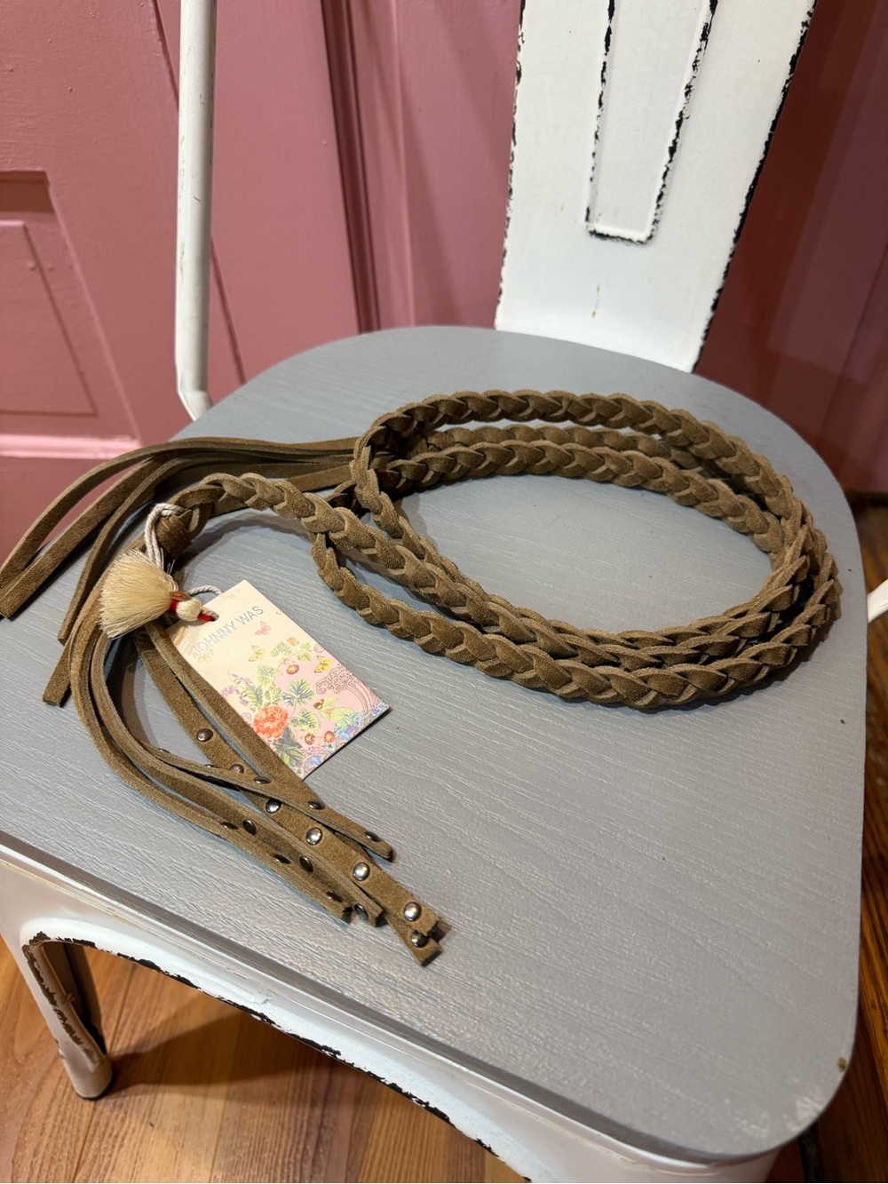 Johnny Was NWT size S/M TRECCHIA ITALIAN SUEDE BRAIDED BELT